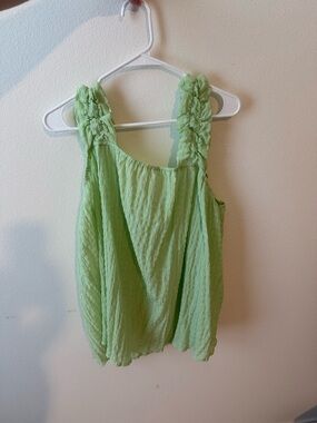 Chic Soul Light Green Smocked Strap Tank